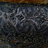 1 Yard Elegant Beaded Lace Fabric Embroidered on 100% Polyester Net Mesh