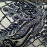 Beaded Lace Fabric - Embroidered 100 Percent Polyester Net Mesh, Floral Baroque Scalloped Edge, 52" Width (1 Yard)