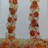 Beaded Corded Lace Trim on Polyester Organza