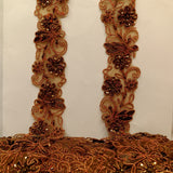 Beaded Corded Lace Trim on Polyester Organza