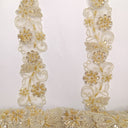 1 Yard Elegant Beaded & Corded Lace Trimming Embroidered on 100% Polyester Organza for Special Occasion Dresses 2 Inch Width