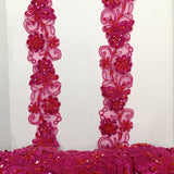 Beaded Corded Lace Trim on Polyester Organza