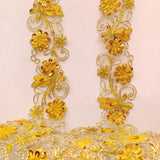 Beaded Corded Lace Trim on Polyester Organza