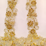 Beaded Corded Lace Trim on Polyester Organza