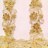 Beaded Corded Lace Trim on Polyester Organza