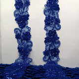 Beaded Corded Lace Trim on Polyester Organza