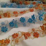 Beaded Corded Lace Trim on Polyester Organza