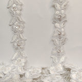 Beaded Corded Lace Trimming Embroidered On 100 Percent Polyester Organza Fabric - 3/4" Width, Multiple Colors (1 Yard)