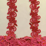 Beaded & Corded Lace Trimming Embroidered On 100% Polyester Fabric - Corded, Beaded & Embroidered Trimming, 1.5" Width (1 Yard)