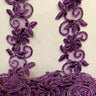 Beaded & Corded Lace Trimming Embroidered On 100% Polyester Fabric - Corded, Beaded & Embroidered Trimming, 1.5" Width (1 Yard)