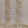 Beaded & Corded Lace Trimming Embroidered On 100% Polyester Fabric - Corded, Beaded & Embroidered Trimming, 1.5" Width (1 Yard)