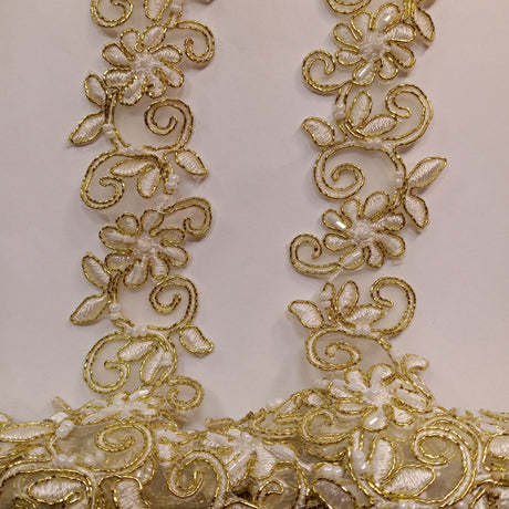 Beaded Corded Lace Trimming 1.5"