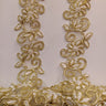 Beaded & Corded Lace Trimming Embroidered On 100% Polyester Fabric - Corded, Beaded & Embroidered Trimming, 1.5" Width (1 Yard)