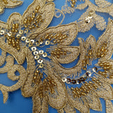 Beaded Corded Lace Medallion Applique 25" x 10.5"