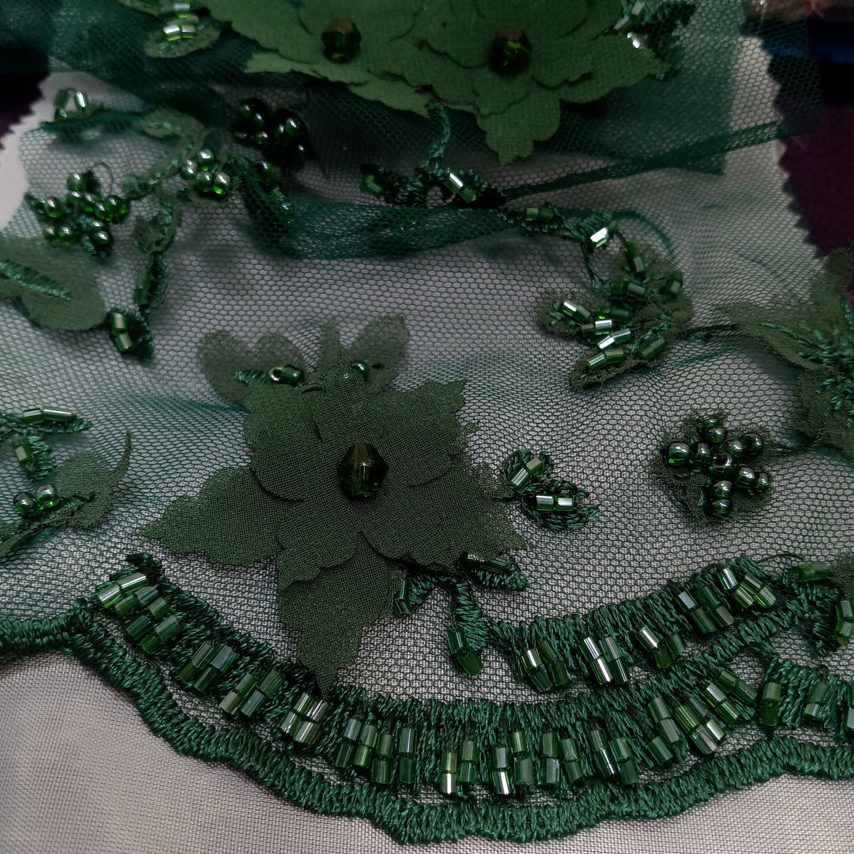Beaded 3D Floral Lace Trimming