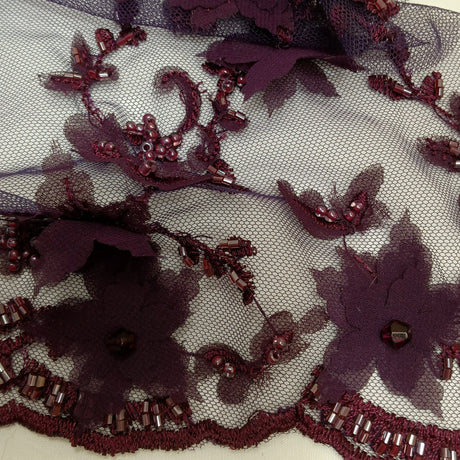 Beaded Floral Lace Trimming 21" Wide