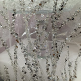 Beaded Sequined Lace Fabric on Polyester Net Mesh