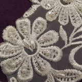 Beaded Lace Applique Ivory White