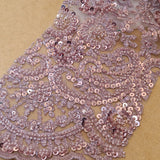 1 Yard Beaded Lace Fabric Embroidered 100 Percent Polyester Net Mesh 50 inch Width