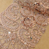 Beaded Lace Fabric Embroidered On 100 Percent Polyester Net Mesh - Red, Champagne, Blush, Coral, Peach, 50" Width (1 Yard)