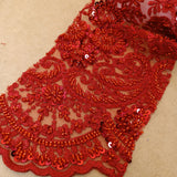 1 Yard Beaded Lace Fabric Embroidered 100 Percent Polyester Net Mesh 50 inch Width