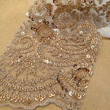 1 Yard Beaded Lace Fabric Embroidered 100 Percent Polyester Net Mesh 50 inch Width