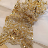 1 Yard Beaded Lace Fabric Embroidered 100 Percent Polyester Net Mesh 50 inch Width
