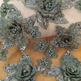 Beaded 3D Floral Lace Fabric