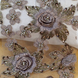 Beaded 3D Floral Lace Fabric