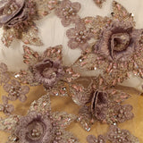 Beaded 3D Floral Lace Fabric