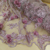 Beaded 3D Floral Lace Mesh