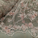 Beaded 3D Floral Lace Mesh