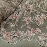 Beaded 3D Floral Lace Fabric 48" Wide