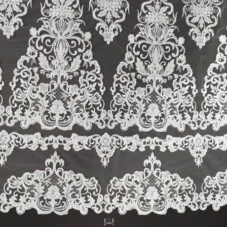 Beaded Corded Lace Fabric 51" Wide White Ivory