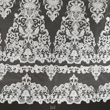 Beaded Corded Lace Fabric White Ivory