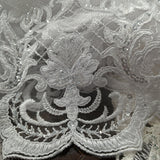 Beaded Corded Lace Fabric - White, Ivory, 51" Width (1 Yard)