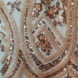 Beaded Lace Fabric on Polyester Net Mesh