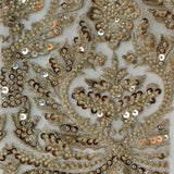 Beaded Lace Fabric on Polyester Net Mesh 50"