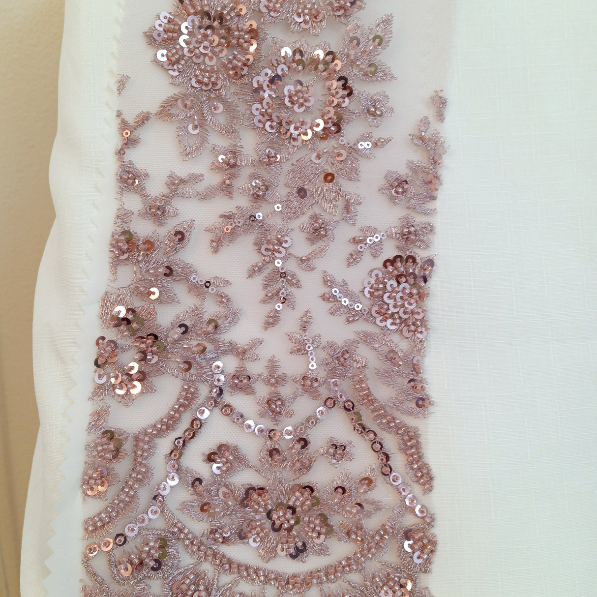 Beaded Embroidered Lace Mesh Coral