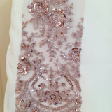 Beaded Embroidered Lace Mesh Coral