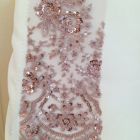 Beaded Embroidered Lace Mesh Coral
