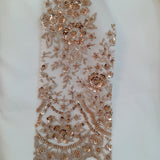 Beaded Embroidered Lace Mesh Coral
