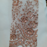 Beaded Embroidered Lace Mesh Coral