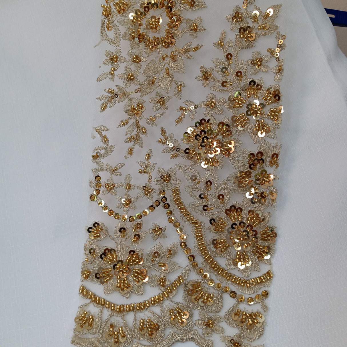 Beaded Embroidered Lace Mesh Coral