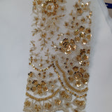 Beaded Embroidered Lace Mesh Coral