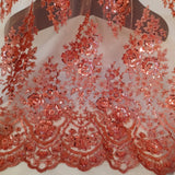 Beaded Embroidered Lace Mesh Coral