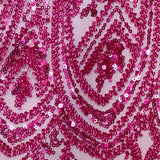 Beaded Lace Fabric on Polyester Net Mesh