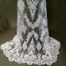 1 Yard Regal Beaded & Corded Lace Fabric Embroidered on Polyester Net Mesh Elegant Bridal & Couture Design 52" Wide