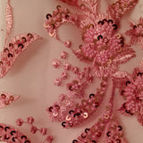 GD-132 Beaded Lace Fabric - Pink, Lt. Blue, 50" Width (1 Yard)