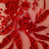Beaded Lace Fabric on Polyester Net Mesh 50"